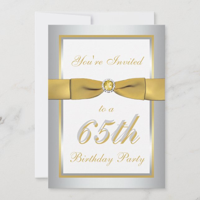 Invitación de cumpleaños número 65 a Silver y Gold (Anverso)