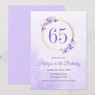 Invitación de cumpleaños número 65 Corona floral p
