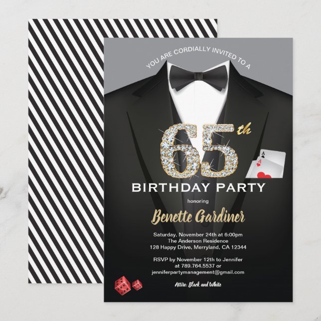 Invitación de cumpleaños número 65 del Casino. Neg (Anverso / Reverso)