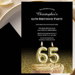 Invitación de cumpleaños número 65 para él en negr