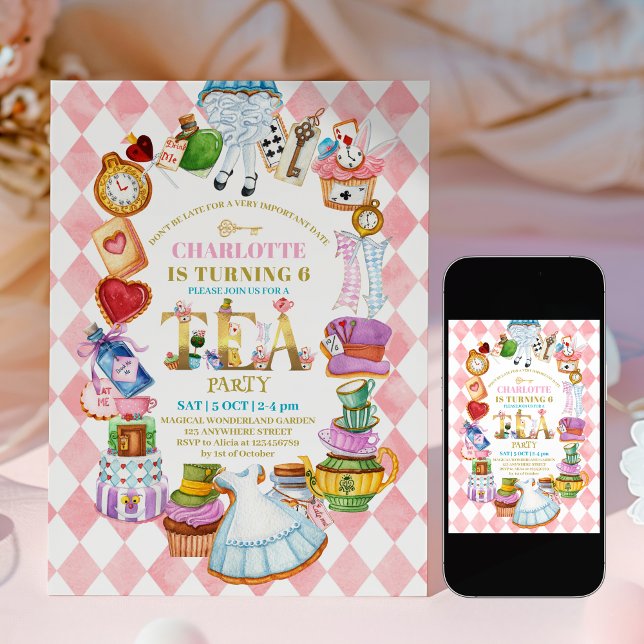 Invitación de cumpleaños número 6 de Alice en Wond (Subido por el creador)