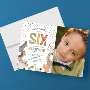 Invitación de cumpleaños número 6 de la granja del