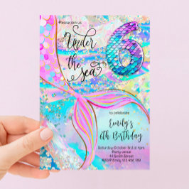 Invitación de cumpleaños número 6 de la Sirena baj