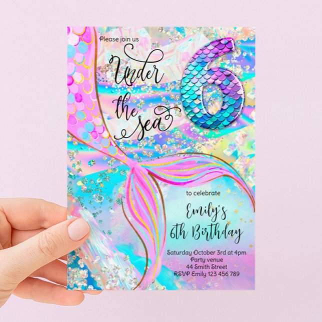 Invitación de cumpleaños número 6 de la Sirena baj (Subido por el creador)