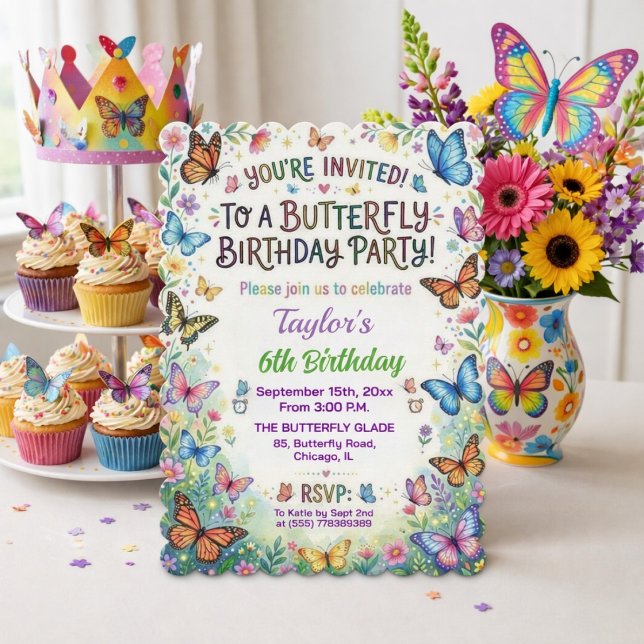 Invitación de cumpleaños número 6 de Mariposas Col (Subido por el creador)