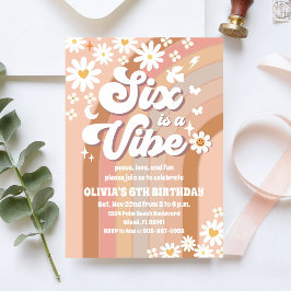 Invitación de cumpleaños número 6 de Retro Arcoíri