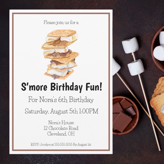 Invitación de cumpleaños número 6 de S'mores con a (Subido por el creador)
