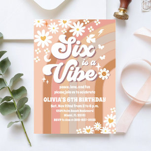 Invitación de cumpleaños número 6 del Arcoíris Ret