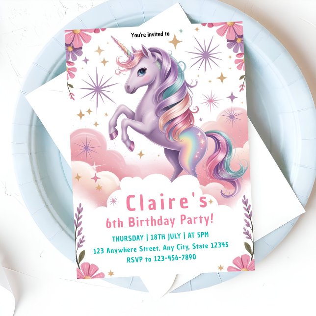 Invitación de cumpleaños número 6 Fantasía Rosa y  (Subido por el creador)