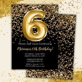Invitación de cumpleaños número 6 para niña Black 