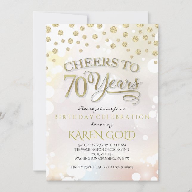Invitación de cumpleaños número 70 (Anverso)