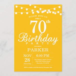 Invitación de cumpleaños número 70 Amarillo