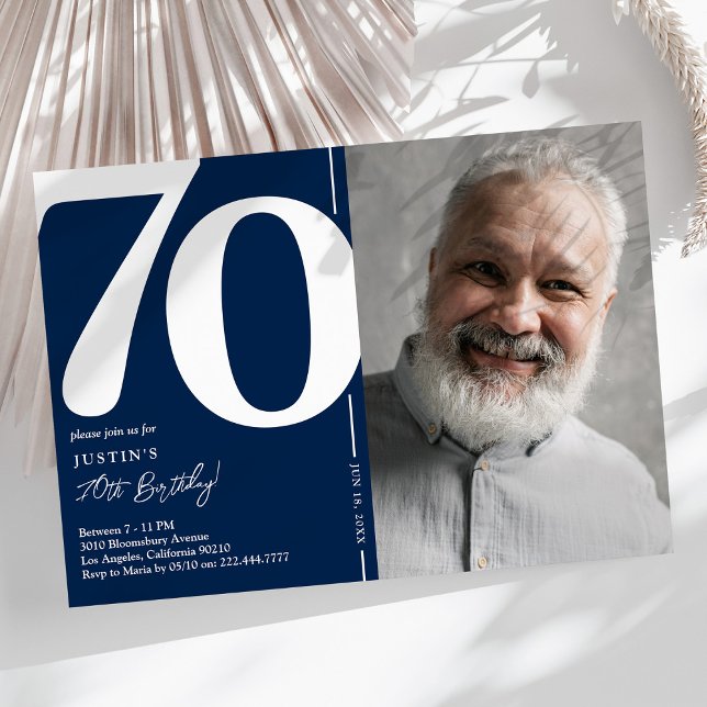 Invitación de cumpleaños número 70 clásica con fot (Subido por el creador)