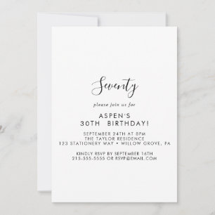 Invitación de cumpleaños número 70 con estilo de e