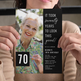 Invitación de cumpleaños número 70 con foto