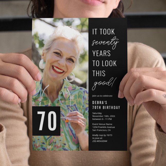 Invitación de cumpleaños número 70 con foto (Subido por el creador)
