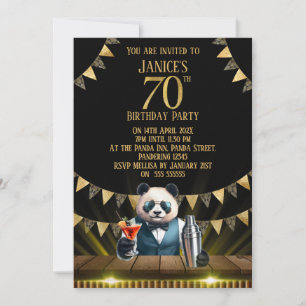 Invitación de cumpleaños número 70 de Funny Panda