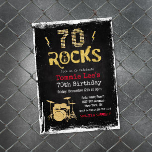 Invitación de cumpleaños número 70 de Rocks Rockst