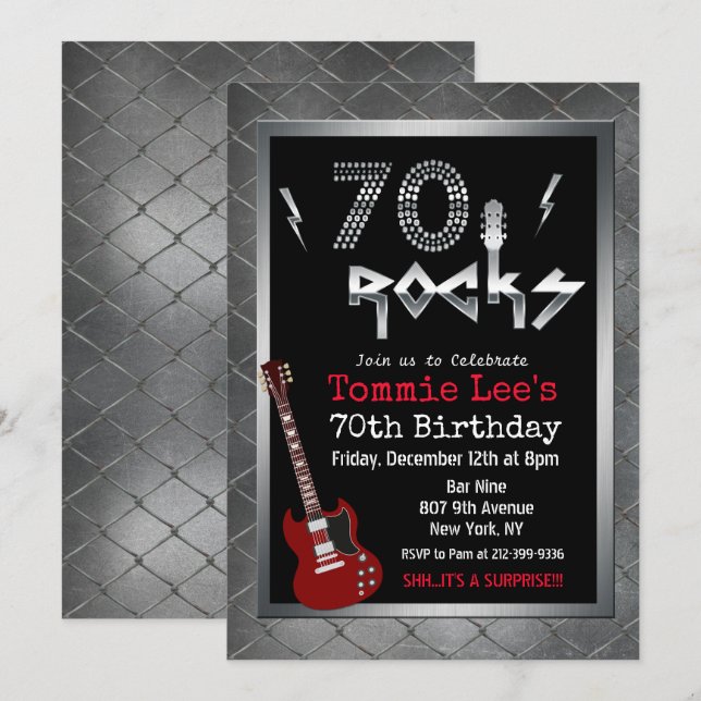 Invitación de cumpleaños número 70 de Rocks Rockst (Anverso / Reverso)