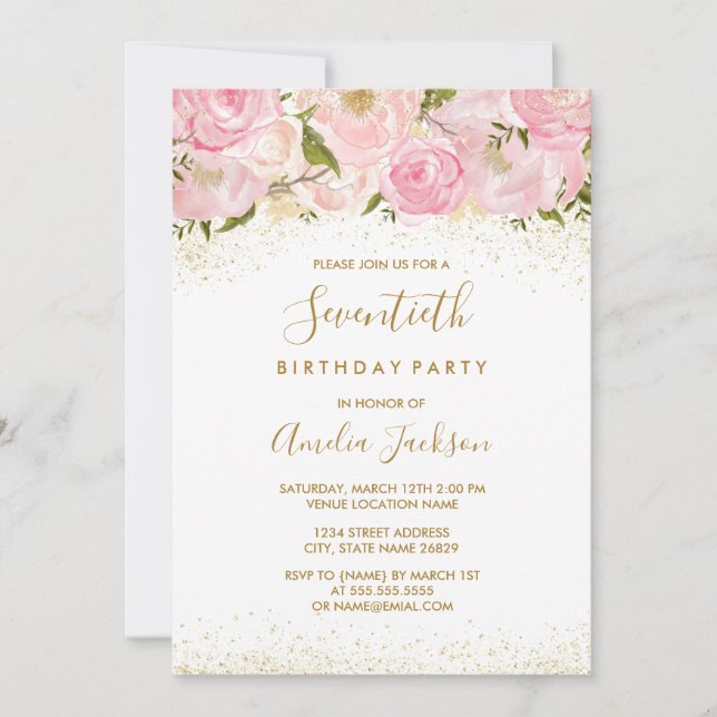 Invitación de cumpleaños número 70 de Rosa Destell (Anverso)