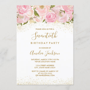 Invitación de cumpleaños número 70 de Rosa Destell
