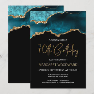 Invitación de cumpleaños número 70 elegante en tea