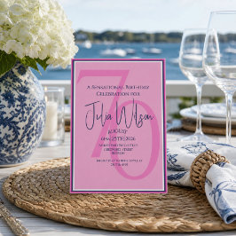 Invitación de cumpleaños número 70 elegante rosa y