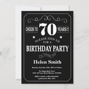 Invitación de cumpleaños número 70 en pizarra