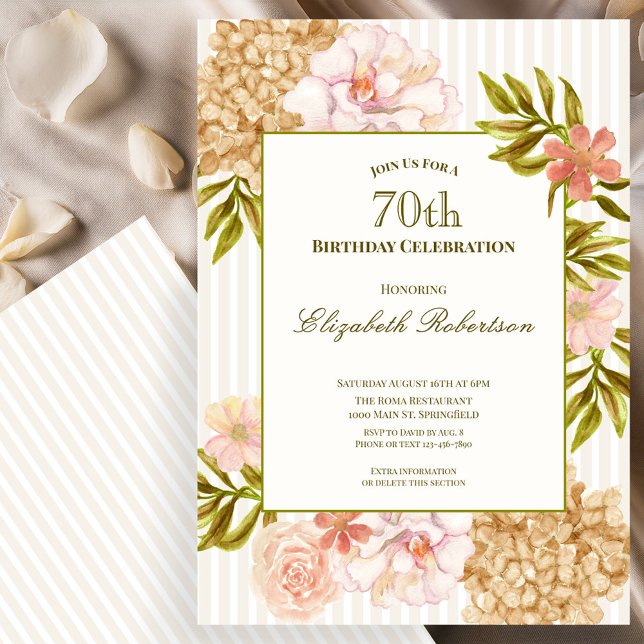 Invitación de cumpleaños número 70 Flores de Otoño (Subido por el creador)