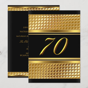Invitación de cumpleaños número 70 Gold & Black