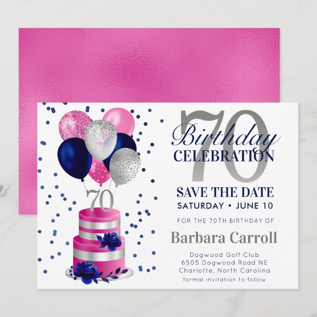 Invitación de cumpleaños número 70 para salvar la  (Anverso / Reverso)