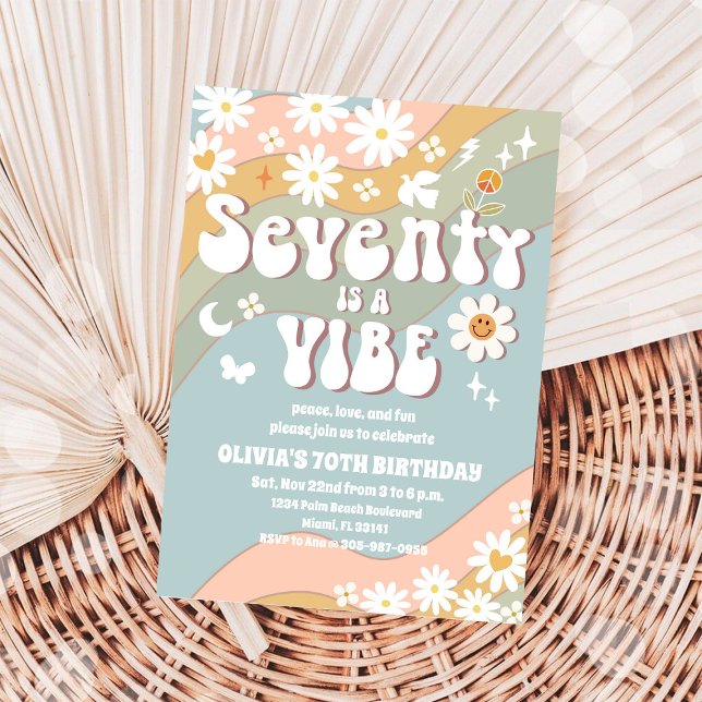 Invitación de cumpleaños número 70 Retro Daisy (Subido por el creador)