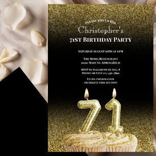 Invitación de cumpleaños número 71 para él en negr