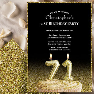 Invitación de cumpleaños número 71 para él en negr