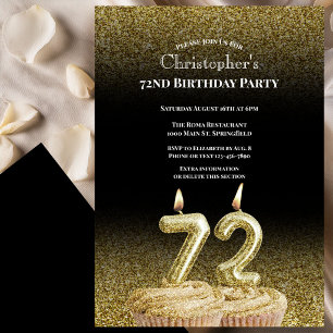 Invitación de cumpleaños número 72 para él en negr