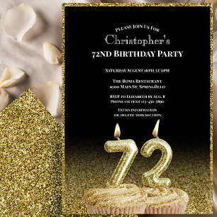 Invitación de cumpleaños número 72 para él en negr