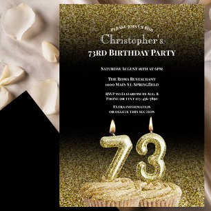 Invitación de cumpleaños número 73 para él en negr