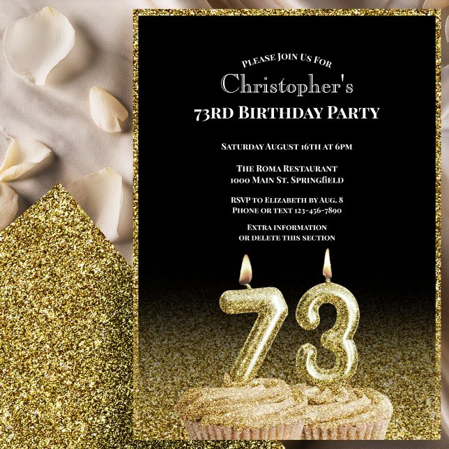 Invitación de cumpleaños número 73 para él en negr (Subido por el creador)