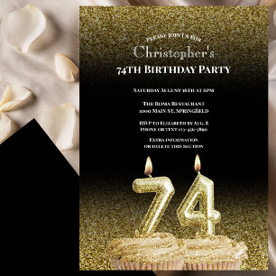 Invitación de cumpleaños número 74 para él en negr