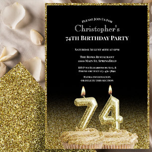 Invitación de cumpleaños número 74 para él en negr