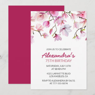 invitación de cumpleaños número 75 Acuarela Floral