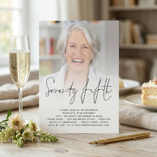 Invitación de cumpleaños número 75 con foto y letr