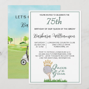 Invitación de cumpleaños número 75 con tema de gol