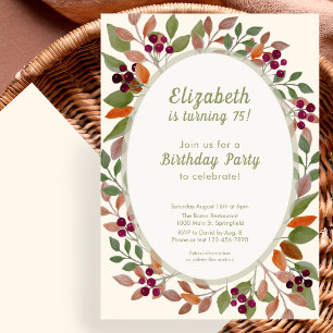 Invitación de cumpleaños número 75 de hojas de oto