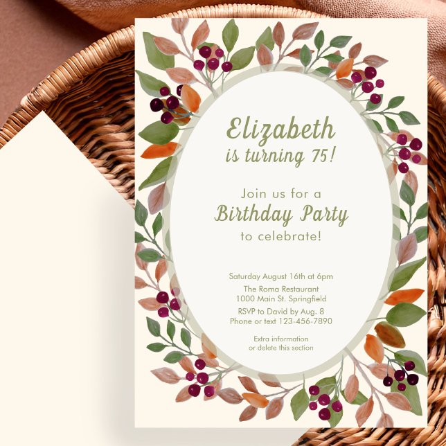 Invitación de cumpleaños número 75 de hojas de oto (Subido por el creador)