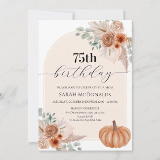 invitación de cumpleaños número 75 de otoño para m