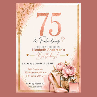 Invitación de cumpleaños número 75 de Peonía y Per