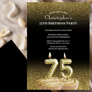 Invitación de cumpleaños número 75 para él en negr