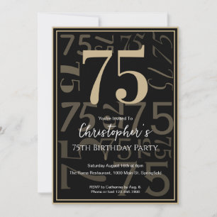 Invitación de cumpleaños número 75 para él en negr