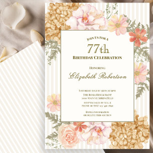Invitación de cumpleaños número 77 con colores de 